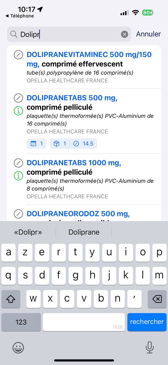 Résultats de recherche pour Doliprane dans Medico