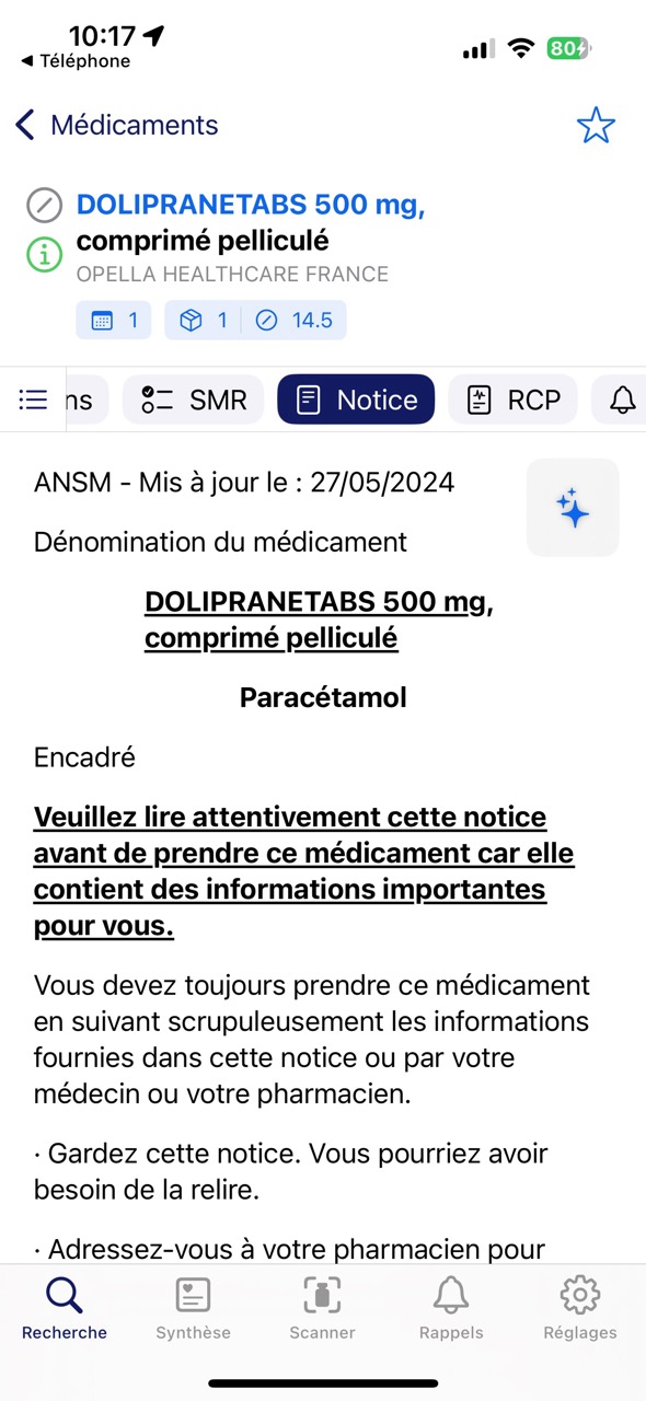 Notice patient du médicament
