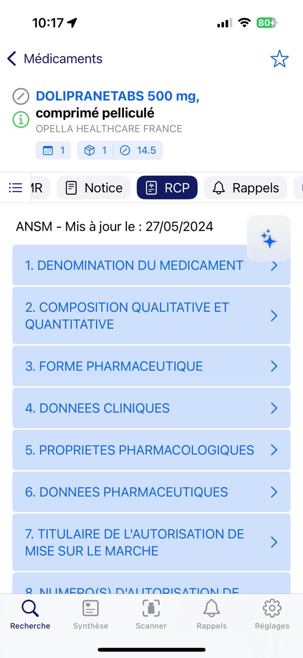 RCP du médicament