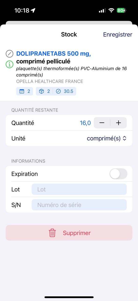 Formulaire d'ajout au stock